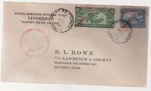 1928 Haiti First Flight Cover to Cuba Lindbergh Spirit of...