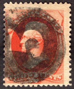 1875, US 2c, Andrew Jackson, Used, Numeral fancy cancel, Sc 178