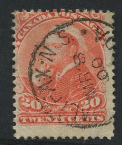 Canada -Scott 46 - Queen Victoria -1888-97 - FU - Single 20c Stamp