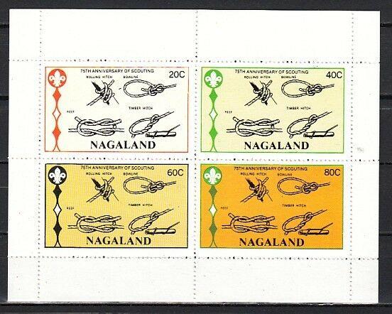 Nagaland, 1982 India Local. Scouting Anniversary sheet of 4.