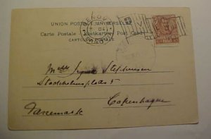 ITALY FLAG CANCEL GENOVA 1904 TO DENMARK on PICTURE CARD