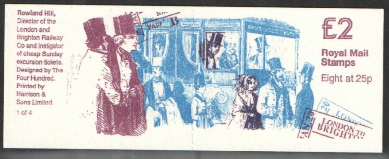 GB FW4 Birth Bicentenary - Sir Rowland Hill Booklet Complete - No Cylinder