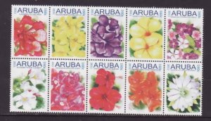 Aruba-Sc#374- id5-unused NH set-Flowers-2011-