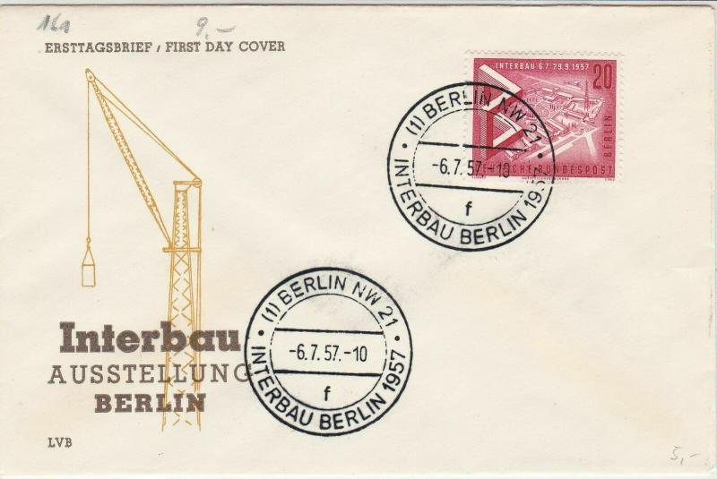 Berlin 1957 International Building Exhibition Crane FDC Stamps Cover Ref 24290