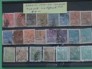 ​BRAZIL STAMPS:1920-22-100 YEARS OLD 22 DIFFERENT OLDIE BRAZIL USED STAMPS