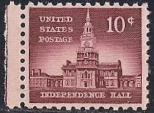 1044D 10 cent 1956 Independence Hall tagged, NH OG XF
