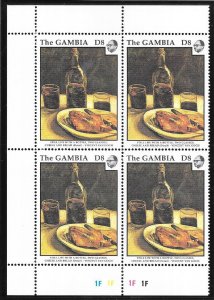 Gambia #1154  8d  Paintings  Margin Block of 4 (MNH) CV11.000