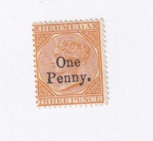 BERMUDA # 14 SG 16 MLH 1p SURCHARGED on 3p BUFF