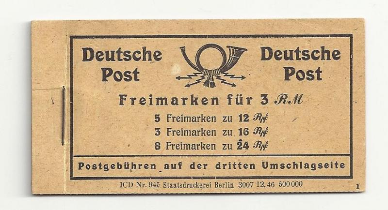 Germany: Complete 1947 Michel MH50 Booklet (Zusammendrucke)