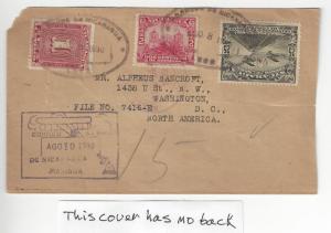 1930 Nicaragua To USA Early Airmail Cover - Missing Part Of Back (AF123)