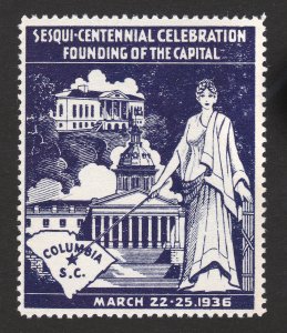 REKLAMEMARKE POSTER STAMP ⭐ SESQUI-CENTENNIAL COLUMBIA SC ⭐ 1936