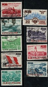 Peru #C94-102 used UPU overprints cpl