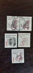 US Scott # 2252, 2254-2256; Four used Trans. coils, 1987-88; VF; off paper