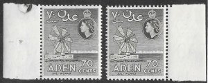 Aden # 72  Windmill 70c  New Watermark - shade varieties (2)  VLH Unused