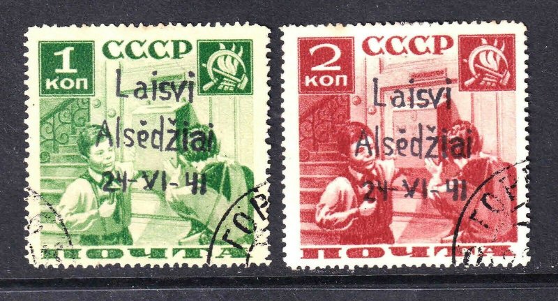 RUSSIA 583-584 1941 LAISVI ALSEDZIAI OVERPRINTS LATVIA OCC CDS VF SOUND