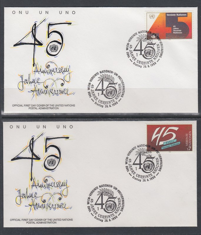 UN Vienna 103-104 Anniversary UN Postal Administration U/A Set of Two FDC