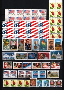 UNITED STATES 1991 SET OF 60 STAMPS, SHEET WITH 10 STAMPS & 3 BOOKLET PANES MNH