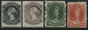 Nova Scotia 1860 1, 2, 8 1/2, and 10 cents mint o.g. hinged