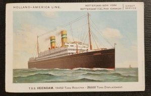 1929 Postcard Cover TSS Veendam Steamer IJsselmonde Netherlands Norwich CT USA