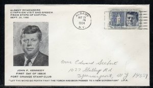 US #1246 Kennedy JFK FDC Fort Orange Stamp Club Cachet Albany CDS c253