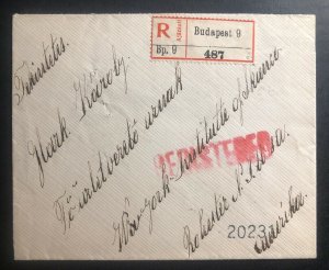 1912 Budapest Hungary Registered Cover To Rochester NY USA