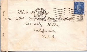 England 1944 - Censor Cover - Flag Cancel - Epsom Surrey - J1754