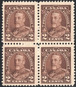 Canada SC#218 2¢ King George V Block of Four (1935) MNH