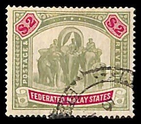 Malaysia 1900, $2, WM Crown-CC, used, Used