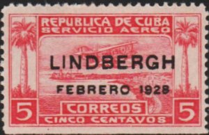 1928 Cuba Stamps Sc C2 Seaplane Over Havana Harbor Overprinted NEW