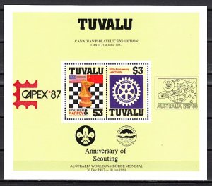 Tuvalu, Scott cat. 352 C. Chess & Rotary & Australia Jamboree s/sheet. ^