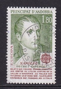 Andorra French  #280 used 1980   Europa  1.80fr