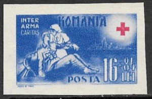 ROMANIA 1943 16L+84L IMPERF. Red Cross Semi Postal Sc B206a MNGAI