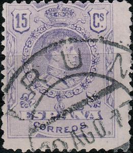 SPAIN - 1917 - Mi.234A / Ed.270a 15c lilac (letter Ñ) tipo medallón VF Used