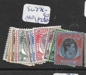 MALAYA STRAITS SETTLEMENTS (P0802B) KGVI SET TO $1.00 SG 278-290  MOG