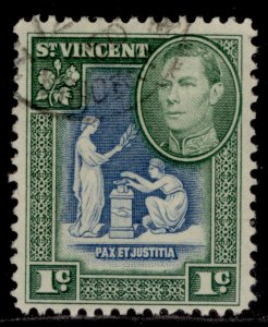 ST. VINCENT GVI SG164, 1c blue & green, FINE USED.