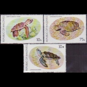MALDIVES 1980 - Scott# 844-6 Turtles 10l-10r NH
