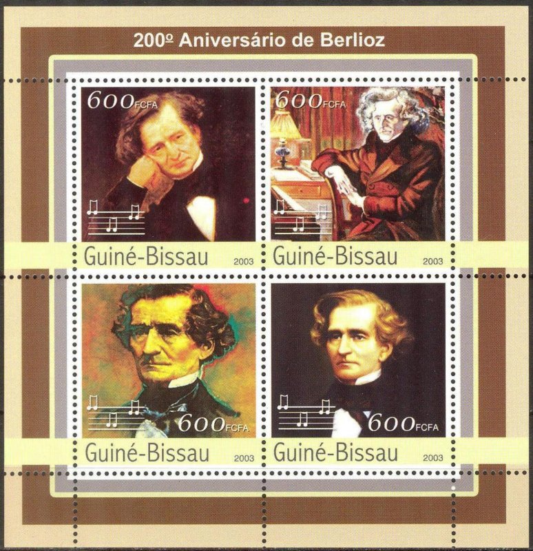 Guinea Bissau 2003 Music Composers Berlioz Sheet MNH