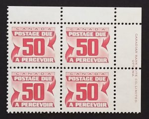 Canada J40 Plate Block UR VF MNH