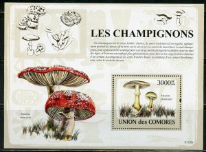 COMOROS MUSHROOMS  SOUVENIR SHEET MINT NEVER HINGED