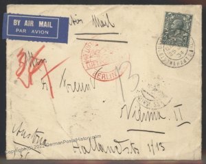 Great Britain 1935 Westbury Hotel Airmail Jewish Lady Austria Cover Rohrp 108866