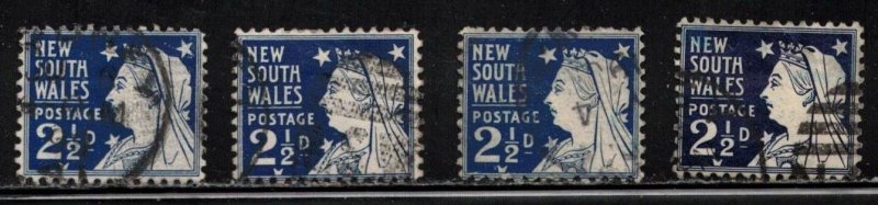 NEW SOUTH WALES Scott # 104 Used x 4 - Queen Victoria CV $13