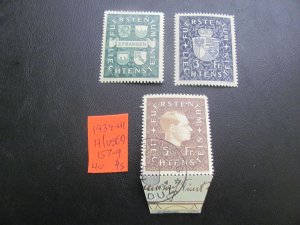 LIECHTENSTEIN 1939-41 HINGED/USED  SC 157-159 SET XF $40 (178)