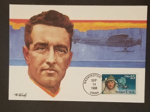 FDC Maxi Card Maximum 1988 Richard E Byrd Stamp 2388 Antarctic Explorers M66