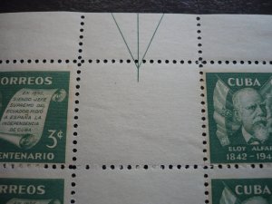 Stamps - Cuba - Scott# 380 - Mint Hinged Gutter Block of 4 Stamps