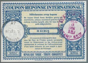Turkey 1955 International Reply Coupon IRC 30 kurus