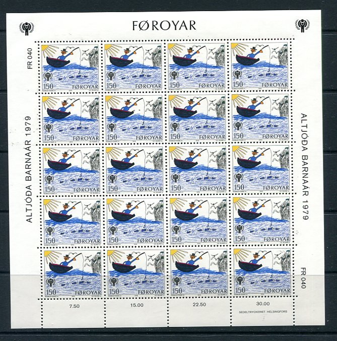 Faroe Islands 1979 Sc 45-7 3 Sheets(Kleinbogen) MNH Children's drawing 8769