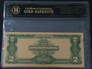 ​UNITED STATES-1899 CAT.#339- 24 KARAT GOLD REPLICA $2 -VF WITH CERTIFICATE
