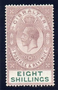 Gibraltar 1924 KGV 8s dull purple & green MLH. SG 101. Sc 90.