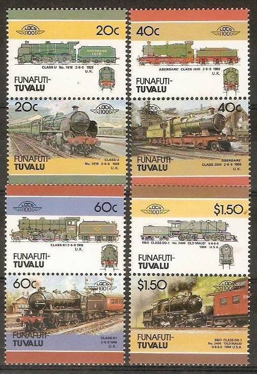 Tuvalu - Funafuti 1985 Locomotive Railway Train Transport 8v MNH ++ 3159