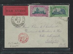 INDOCHINA  (P2908B) 1931 A/M  MOURNING COVER TO ITALY